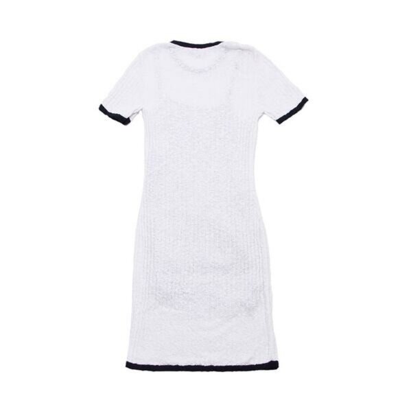 Authentic CHANEL CC White Cotton Midi Dress Vintage Cruise Collection - Picture 3 of 10
